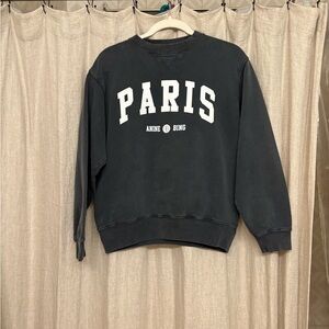 Anine Bing Charcoal Sweatshirt with Paris Print